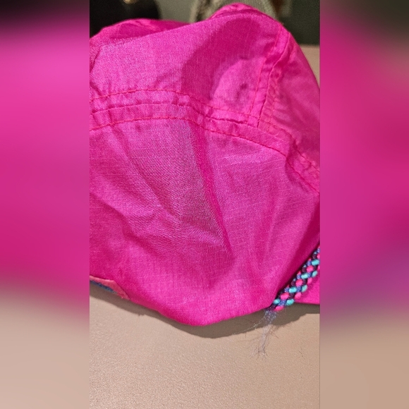 COLUMBIA Vintage 80s/90s Nylon Cap With Braided Detail. Neon Pink - Picture 9 of 9